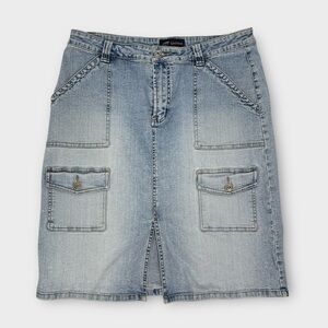 Vintage 90s Y2K Santana Jeans Denim Cargo Skirt